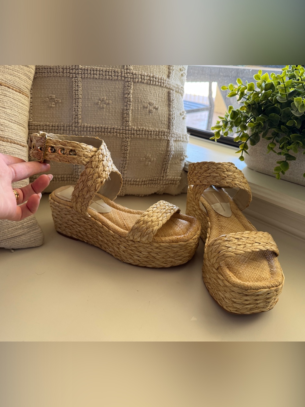 Dolce Vita Woven Straw Platform Sandals - Cannes, Natural